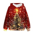 thumbnail image 5 of Lorytime Hoodies for Girls with Bows Boys Christmas Tree Snowflakes Sweatshirt Long Sleeve Tops with Pocket Pullover Red, 5 of 6