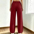 thumbnail image 4 of Kttectoa Pants for Women Wide Leg Drawsting Waist Loose Corduroy Pants Solid Fill Length with Pockets Casual Lounge Fall Winter, 4 of 5