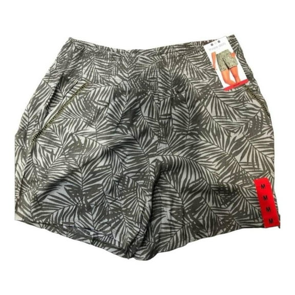 Three Dots Relaxed Fit Pull On Short | Green, Leaf Print Size XXL