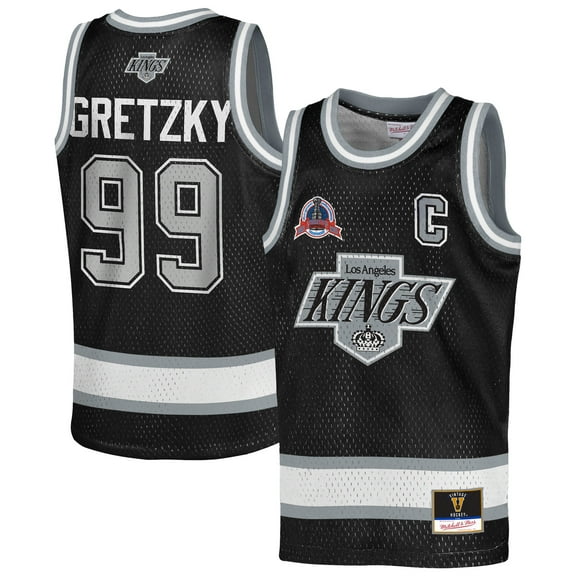 Youth Mitchell & Ness Wayne Gretzky Black Los Angeles Kings Maxxed Out Fashion Basketball Jersey
