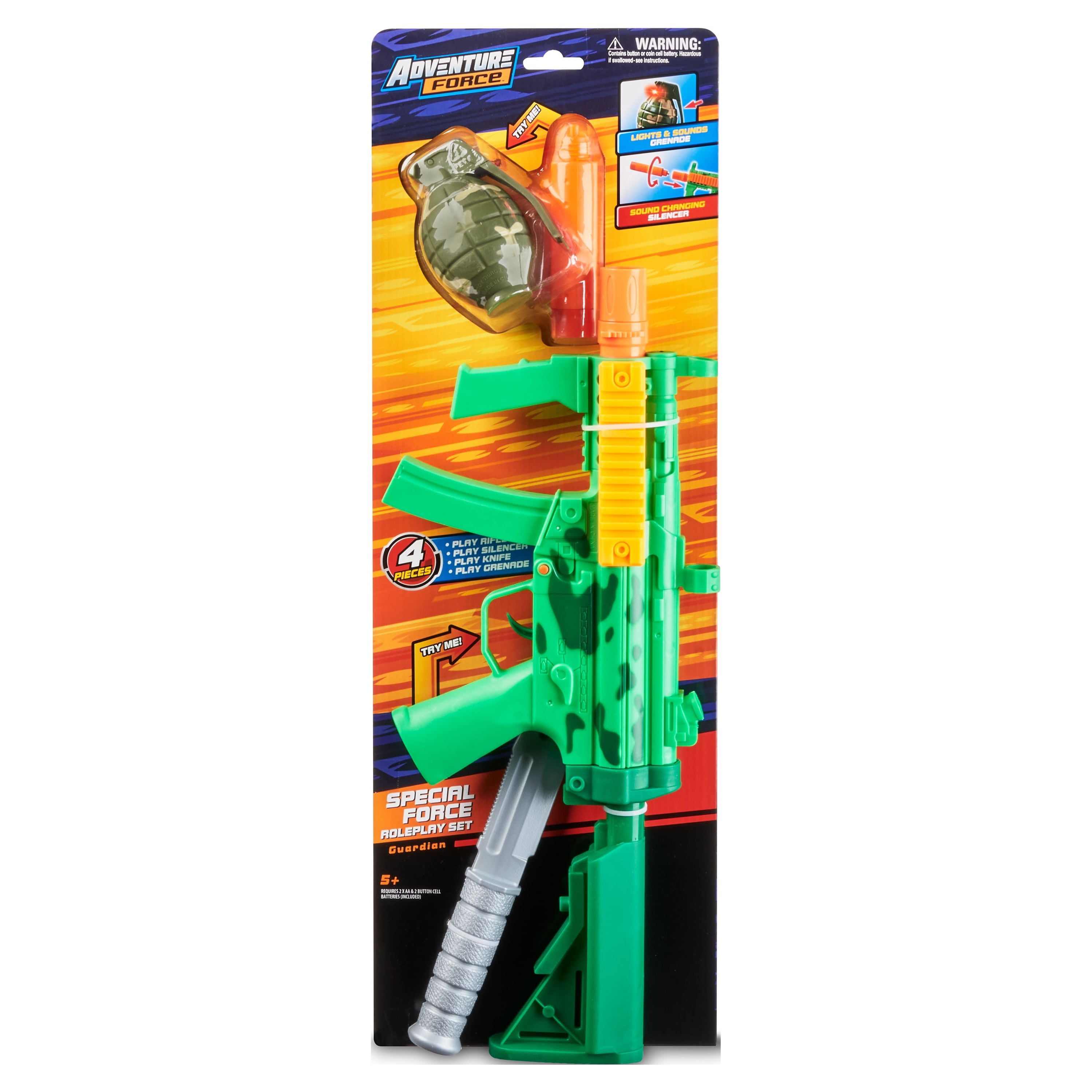 Adventure Force Guardian Blaster Toy Gun Roleplay Set with Sound & Light Effects, 4 pieces, Indoor and Outdoor Play, 5+