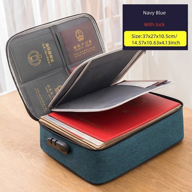 Document Organizer Briefcase A4 Folder Holder Men's Women's Bag Cover Purse Passport Home Safe Functional File Storage Case
