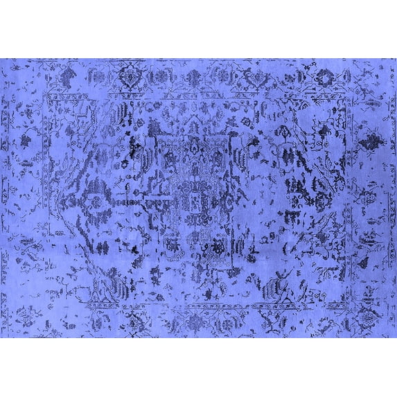 Ahgly Company Machine Washable Indoor Rectangle Oriental Blue Industrial Area Rugs, 2' x 3'