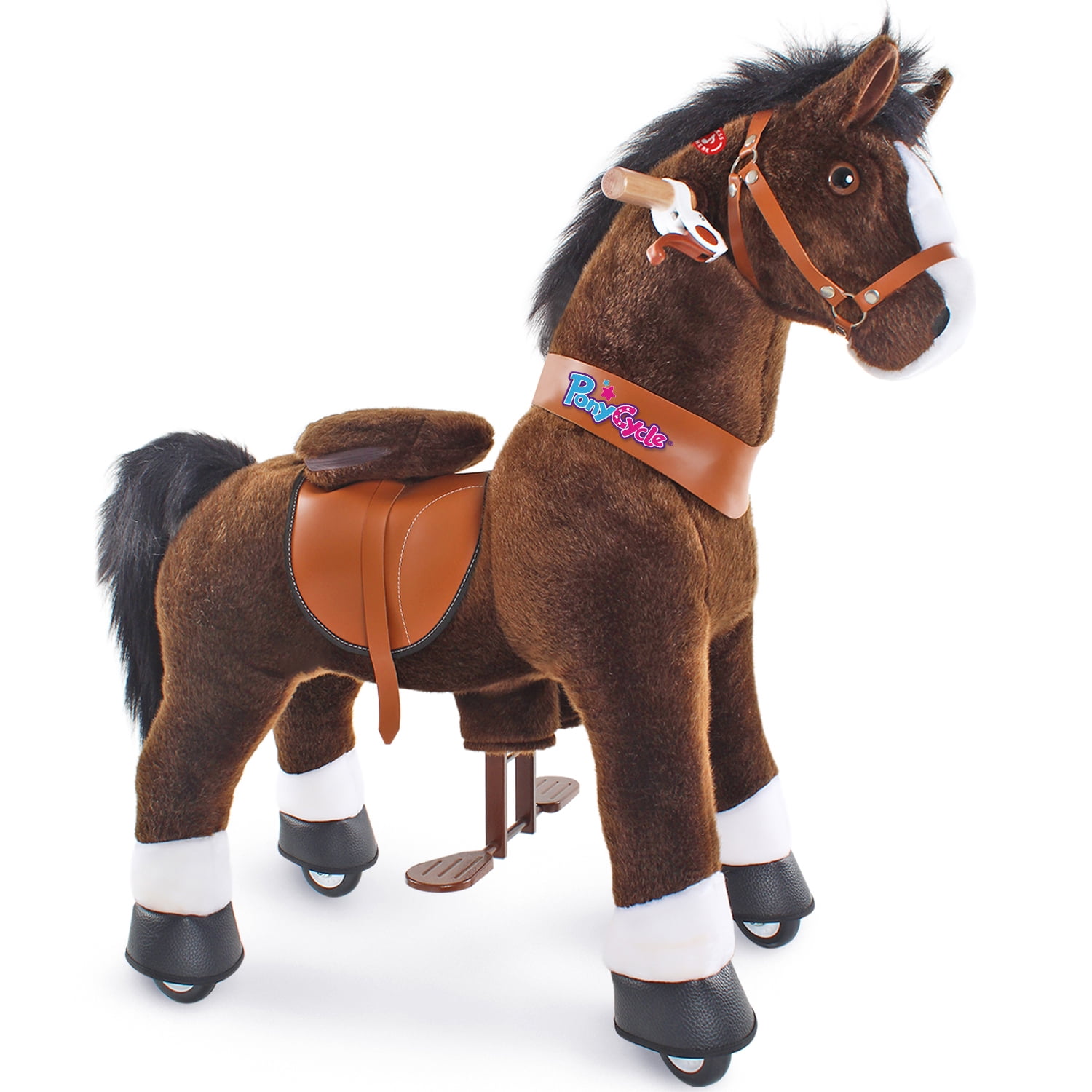 Details about   Kids Ride on Walking Horse Foot Pedal Rolling Plush Pony Toy W/ Wheels Chocolate 