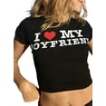 thumbnail image 1 of xiaxaixu T-shirt Skinny à Manches Courtes et à Imprimé Coeur Été Mini Crop Tops Femme, 1 of 6