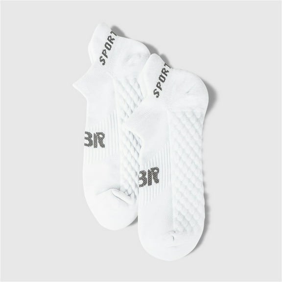 Zunfee Men's Ankle Athletic Socks, White, One Size Fits Most - Moisture Wicking, Anti-Slip Polyester Socks for Running/Gym/Daily Wear, Breathable & Durable, Walmart