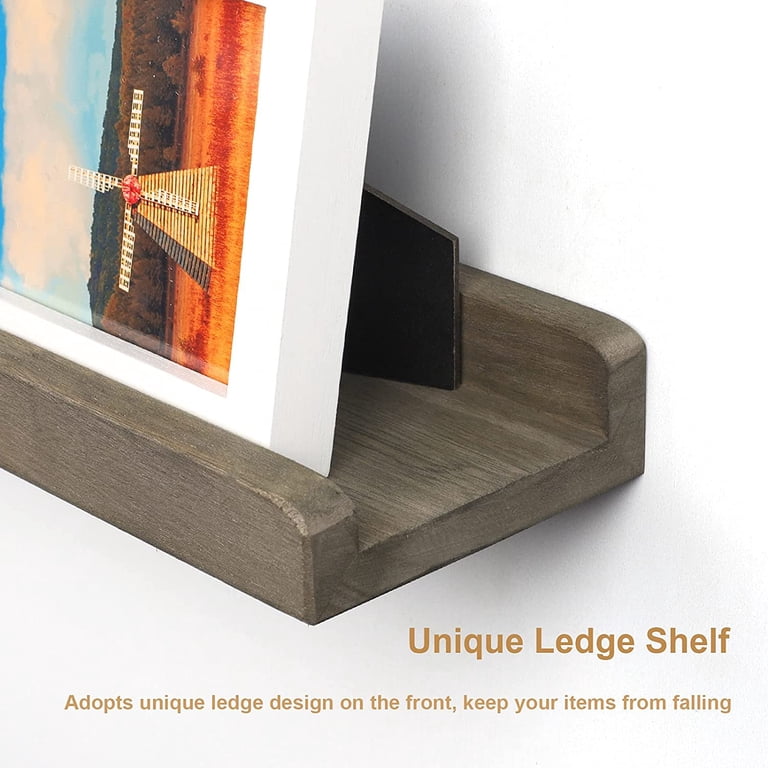 Sfugno Wood Picture Ledge Shelves, Set of 3, Gray photo 5