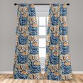 thumbnail image 4 of Ambesonne Vintage Curtains, Wavy Abstract Lines Plot, Pair of 28"x63", Night Blue and Marigold, 4 of 5