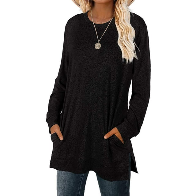Suéteres para Mujer Manga Larga Cuello Redondo Color Sólido Tops de Moda Xemadio WRMH-137-1