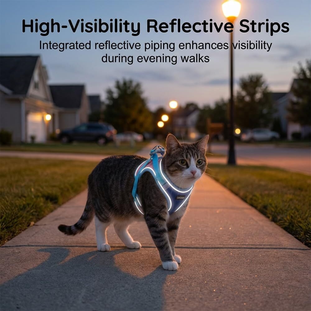 Cat Harness and Leash Set, Escape-Proof Step-In Adjustable Pet Harness for Walking Small and Medium Cats and Dogs
