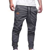 Cargo Pants for Men with Pockets and Drawstring Elastic Waist Tapered Leg Work Trousers Mens Casual Solid Color Breathable Hiking Jogging Pant