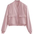 thumbnail image 5 of ORUYROP Women's Fashion Cropped Button Down Lightweight Cropped Bomber Jacket Varsity Shacket with Side Pockets, 5 of 5