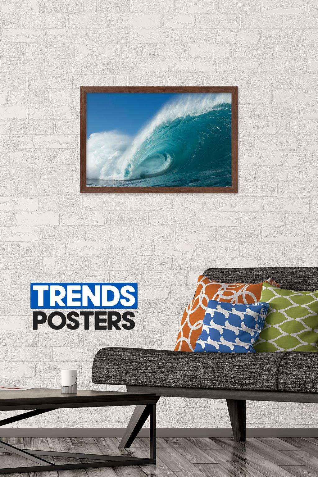 Surfing - Rolling Wave Wall Poster, 14.725" x 22.375", Framed