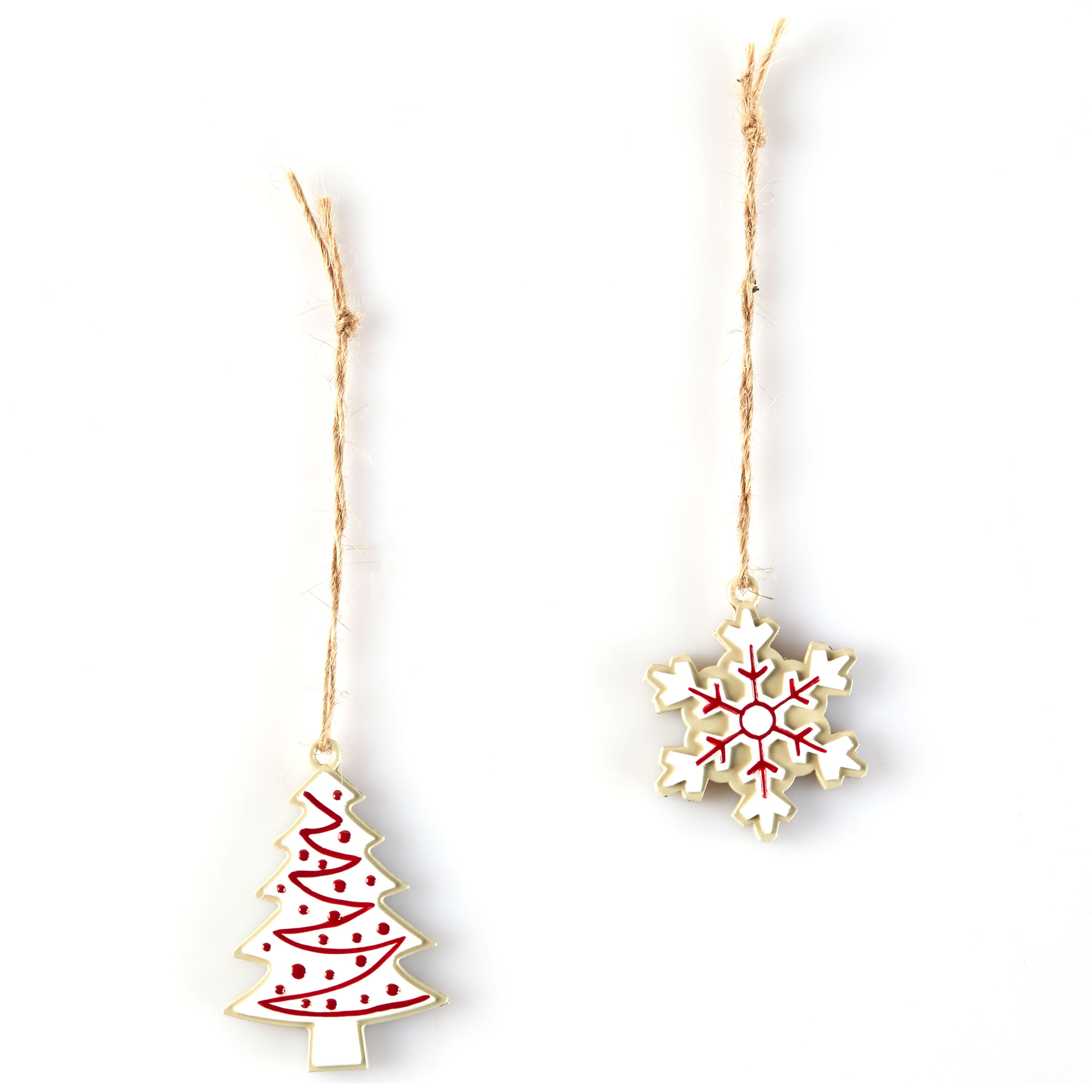 Holiday Time Snowflake & Tree Mini Christmas Ornaments, 6.13", 6 Count