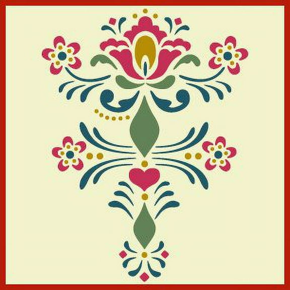 Rosemaling Pattern 9 Stencil - Rose Scandinavian Decorative Folk Painting Mylar Plastic Stencil - The Artful Stencil
