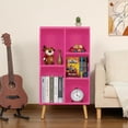 thumbnail image 4 of 5 Cube Bookshelf, 3-Tier Bookcase with Legs, Pink Kids Book Shelf Cute Storage Organizer, Free Standing Open Toy Shelves Modern Bookshelves,Wood Display Bookcases for Bedroom,Living Room, 4 of 7
