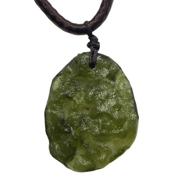 Moldavite Necklace,Raw Czech Meteorite Crystal,Irregular Tektite Healing Crystals Necklace,Green
