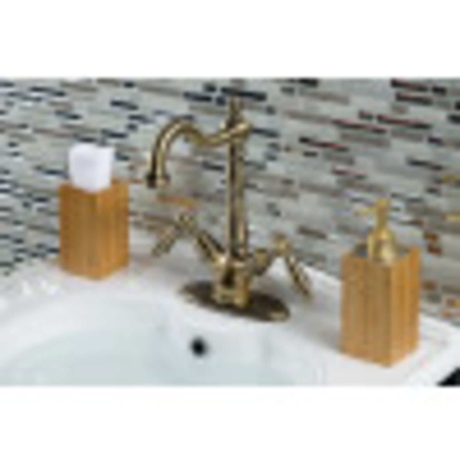 Kingston Brass KS1493AL Heritage 2-Handle Vessel Standard Mount Bathroom Faucet, Antique Brass