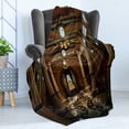 thumbnail image 4 of Pillar Soft Flannel Fleece Throw Blanket, Graphics of a Building Interior in the Fantasy Style with Pillars 3D Computer Graphics, Cozy Plush for Indoor and Outdoor Use, 60" x 80", Brown, by Ambesonne, 4 of 5
