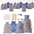thumbnail image 1 of Bolsa de calendario de adviento de navidad, bolso de lino con cordón para colgar en la pared, con Clips, letrero de madera, cuenta regresiva de navidad, 24 unidades, 2022, 1 of 4