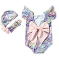 thumbnail image 1 of MIASHUI Maillot de Bain Fille Sirène une Pièce avec Nœud, Violet, 3-4 Ans, 1 of 9