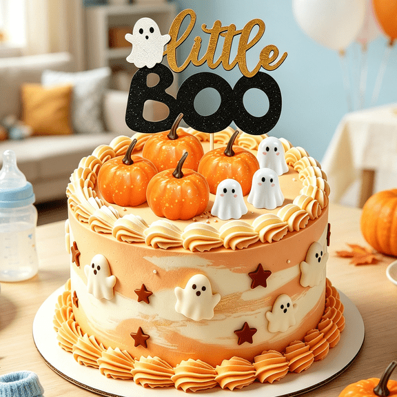Halloween Party Cake Decorations 8-Piece Set - Adorable Ghost & Pumpkin Cake Decorations, Perfect for Fall Parties, Birthday Parties, or Family Gatherings