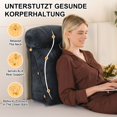 thumbnail image 2 of CJC Velvet Soft Triangular Wedge Pillow with Side Pocket, 3 in 1 Adjustable Bed Reading Pillow Bedrest Lumbar Neck Back Support Cushion, Gray Black, 2 of 9