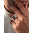 thumbnail image 3 of ChainsProMax Bright Stone Vibrant Square Signet Rings for Men, Stainless Steel/Gold Plated/Black, 3 of 10