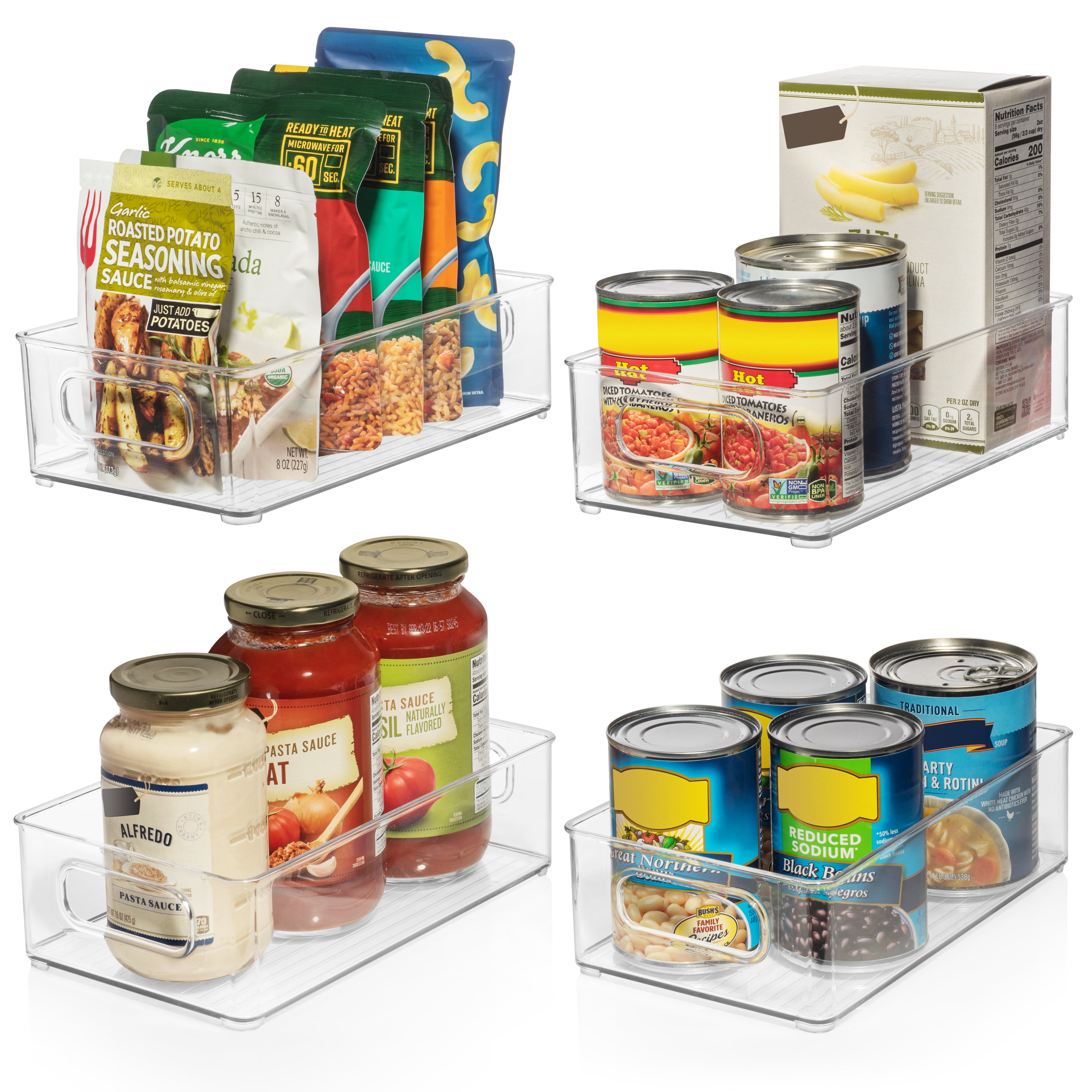 KOKITEA Clear Storage Bins With Lids, 4 Pack Plastic, Stackable Food  Storage Organizer Bins For Kitchen Organization, Pantry And Fridge