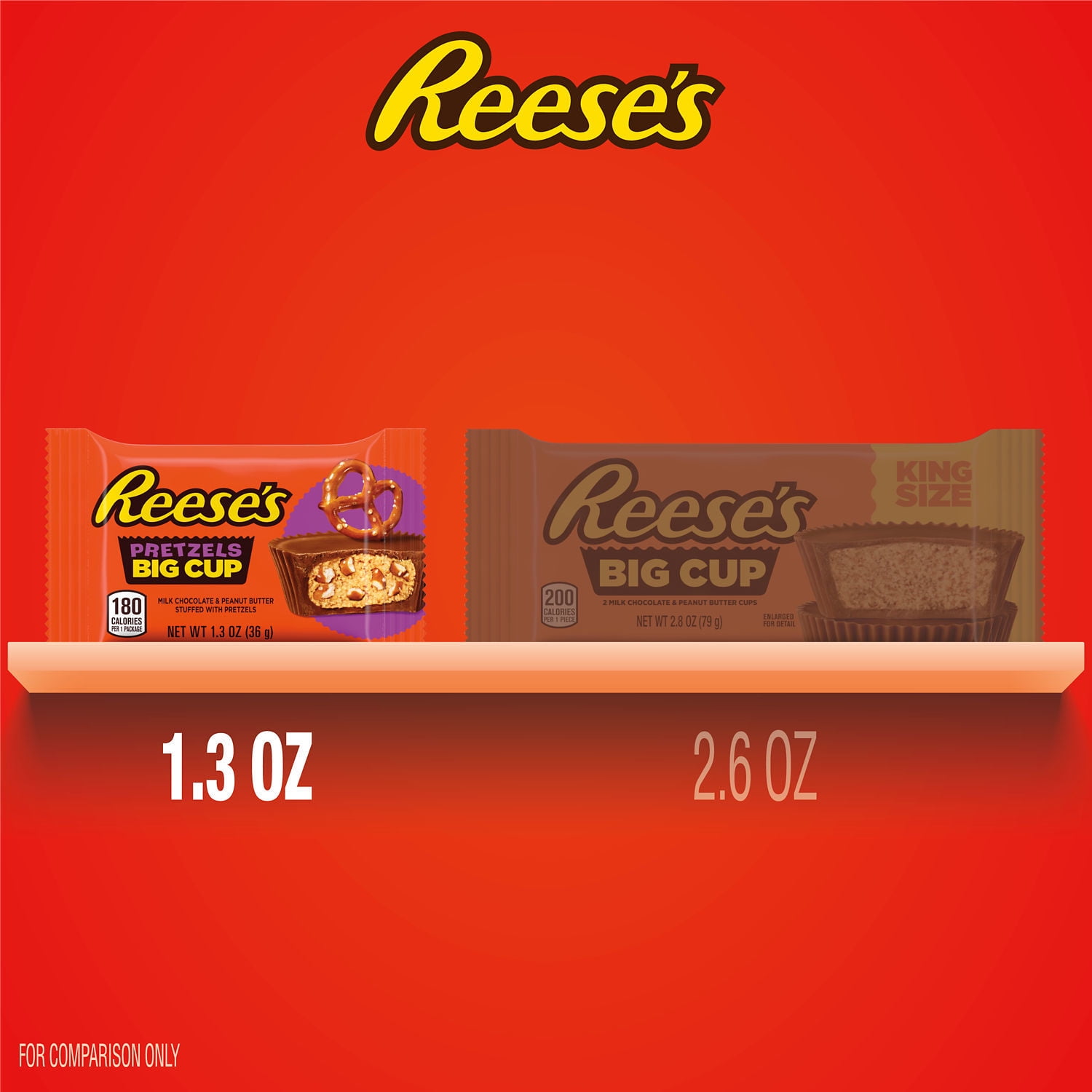 Reese's Big Cup with Pretzels Milk Chocolate Peanut Butter Cups Candy, Pack 1.3 oz