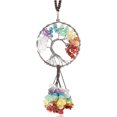 thumbnail image 1 of GHSDFBB Hanging Ornament Healing Crystals Tree of Life Chakra Stones Round-Shape Feng Shui 7 Chakra Car Window Wall Ornament Meditation Window Ornament for Home Decor Party Decor Raw Stones, 1 of 6