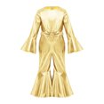 thumbnail image 3 of vastwit Little Girls Shiny Metallic Flare Jumpsuit Disco Themed 70s Birthday Party Outfit Gold 5T, 3 of 7