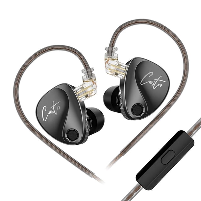 Auriculares con cable Auriculares IEM para monitoreo de escenario (graves mejorados negros con micrófono)
