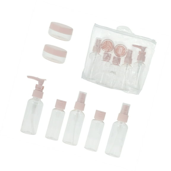 Vocoste Travel Toiletries Bottles Containers Squeezable Refillable Pink 7 Pcs
