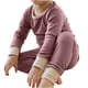 thumbnail image 5 of Odeerbi 6M-7Y Niños Niñas Costilla Pijamas de Punto de Manga Larga Tops Pantalones de Talle Alto de Dos Piezas Pijama Set, 5 of 5