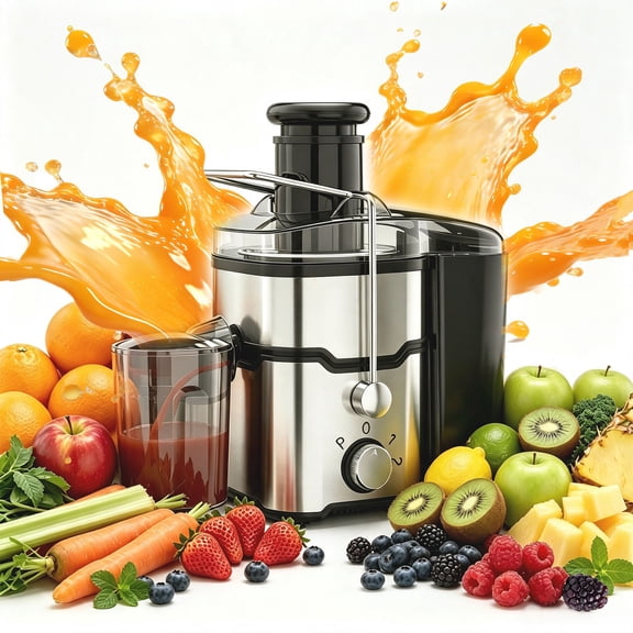 Behome Juicer Machines, 400W Juice Extractor with 2 Speeds,Centrifugal Juicer with 2.6" Wide Feed Chute for Vegetable&Fruit, Easy to Clean, Silver