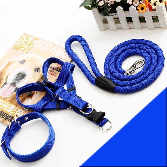 1 Set Multi-sizes Hand Holding Dog Leads Pet Collar for Walking Dog Soft Pet Supplies Dog Harnesses Dog Rope Dog Chain BLUE XXL
