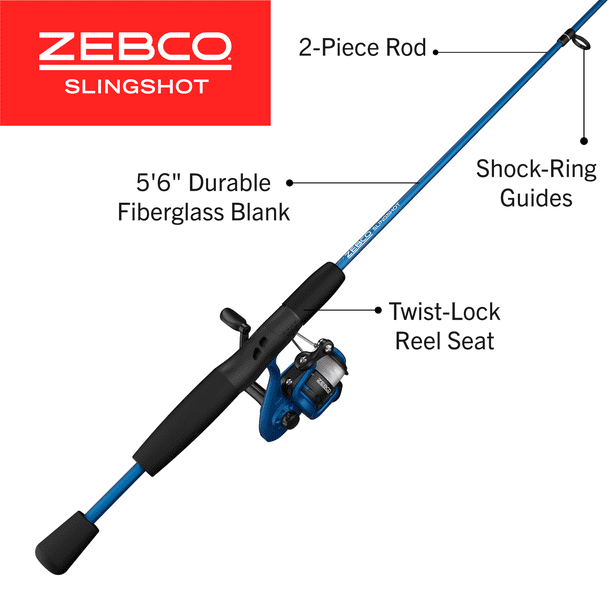 Zebco Slingshot Spincast Reel and Fishing Rod Combo, 5-Foot 6-Inch Fishing Pole, Size 20 Reel, Blue - Walmart Business Supplies Zebco Slingshot Spincast Reel and Fishing Rod Combo, 5-Foot 6-Inch Fishing Pole, Size 20 Reel, Blue - Walmart Business Supplies