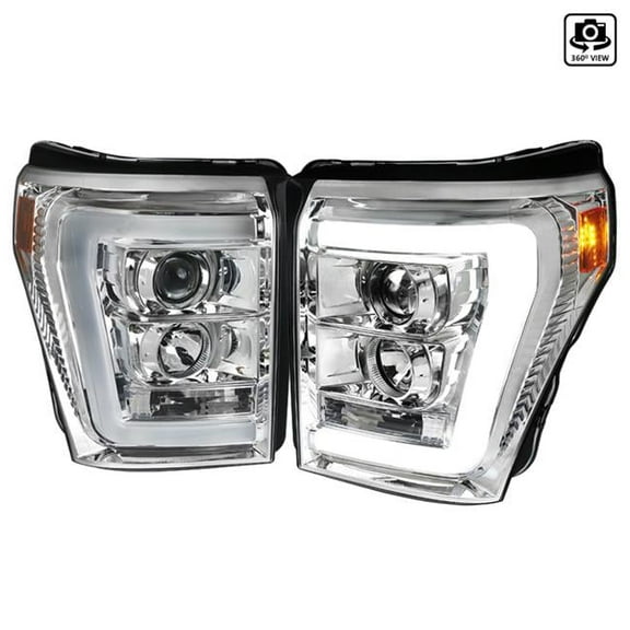 Projector Head Light for 2011-2016 Ford F-250 F-350, F-450 & F-550 Super Duty - Chrome