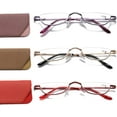 thumbnail image 1 of Viseng Half Frame Reading Glasses for Women Men Slim Half Moon Lens Readers Metal Semi Rimless Eyewear, 1 of 6