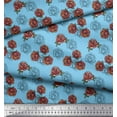 thumbnail image 2 of Soimoi Tissu Crêpe polyester Bleu Imprimé Feuilles & Roses au Mètre 52 Pouces de Large, 2 of 3