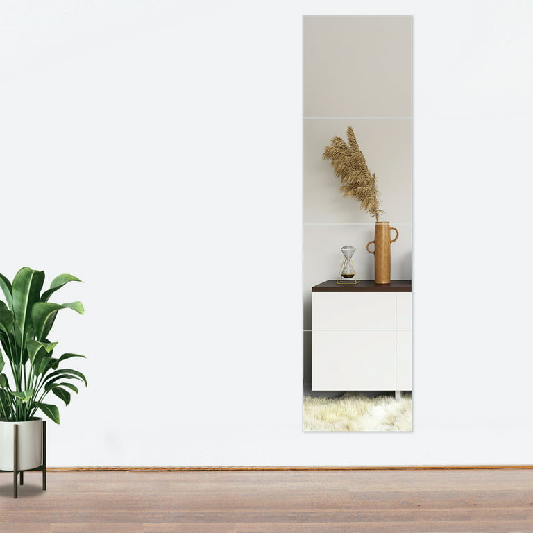 HomGarden 14-inch 8PCS Full Length Wall Mirror Tiles Self Adhesive  Frameless Modern Body Mirror Rectangle 
