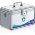 thumbnail image 1 of Medicine Lock Box First Aid Box with Combination Lock Handle & Shoulder Strap Portable Medication Lock Box x x .Silver Aluminum Alloy Storage Box, 1 of 8