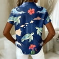 thumbnail image 5 of Women Hawaiian Shirt Soft Cool Summer Hawaii Tshirts Beach Tropic Print V Neck Button up Tops Floral Short Sleeve Tops Dark Blue M, 5 of 5