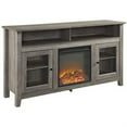 thumbnail image 2 of Walker Edison Wasatch 58" Transitional Fireplace Glass Wood TV Stand - Grey Wash, 2 of 2
