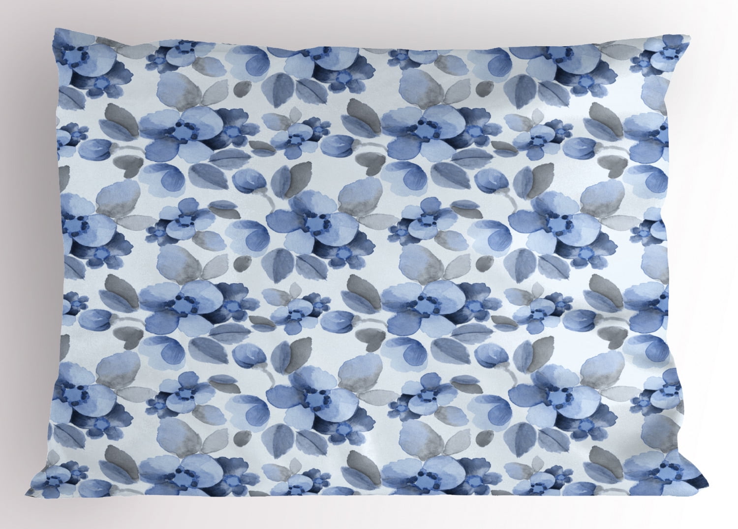 Shabby Chic Pillow Sham Watercolor Paintbrush Camellia Petals Perennial Romance Sprout Feminine Artsy Print, Decorative Standard Size Printed Pillowcase, 26 X 20 Inches, Blue, by Ambesonne