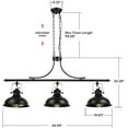 thumbnail image 6 of GZBtech Black Dome Pendant Light 3 Lights 59.06'' H Adjustable Rustic Hanging Billiard Light over The Pool Table Industrial Black Metal Chandelier for Dinning Room Kitchen Island, 6 of 6