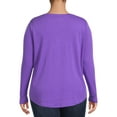 thumbnail image 3 of Terra & Sky Women's Plus Size V-Neck Tee with Long Sleeves, 3 of 5
