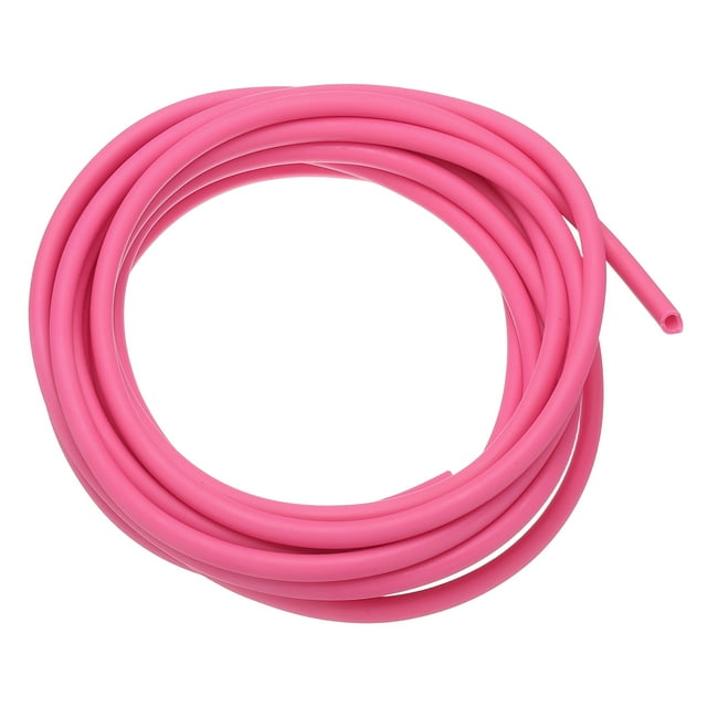 Uxcell 19 Ft(6M) Tubo de Goma, 3/16"(4mm) ID 1/4"(7mm) OD Tubo de Látex Natural para Ejercicio, Estiramiento, Laboratorio, Manguera para el Hogar, Rojo Rosa