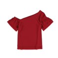 thumbnail image 2 of bar III Womens Tiered One Shoulder Blouse, Red, Medium, 2 of 2